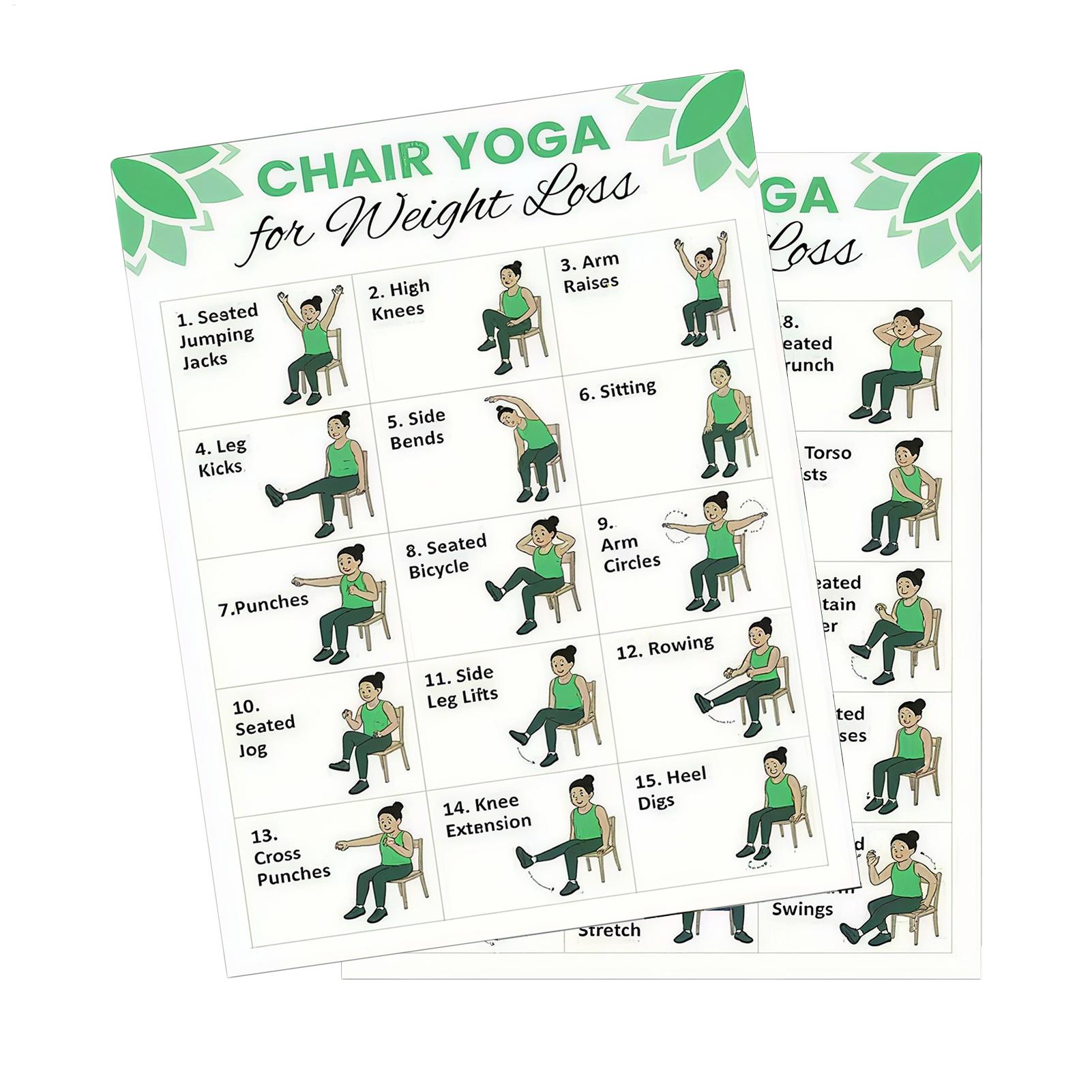 Yoga Health & Fitness Center - โปสเตอร์โยคะ 2 ชิ้น สำหรับออกกำลังกายที่บ้าน แผนการออกกำลังกายโยคะ 30