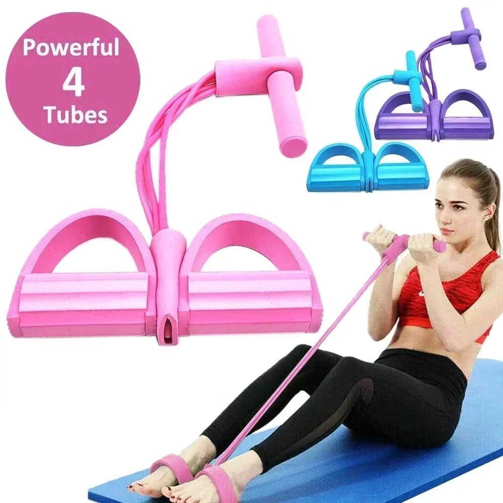 Yoga Fitness Stretching Strap - ยางยืดออกกำลังกาย 4/6 ระดับ พร้อมที่จับกันลื่น สำหรับการออกกำลังกายที่บ้าน ฝึกกล้ามเนื้อหน้าท้อง