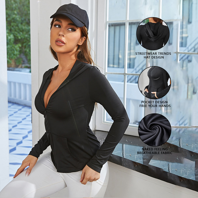 เสื้อโค้ทออกกำลังกายผู้หญิงสีด - Fitness Of Yoga บทวิจารณ์และราคา