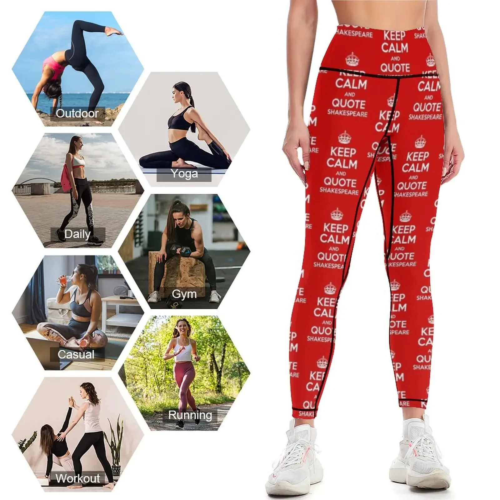 กางเกงเลกกิ้ง Keep Calm & Quot - Yoga Fitness Quotes บทวิจารณ์และราคา