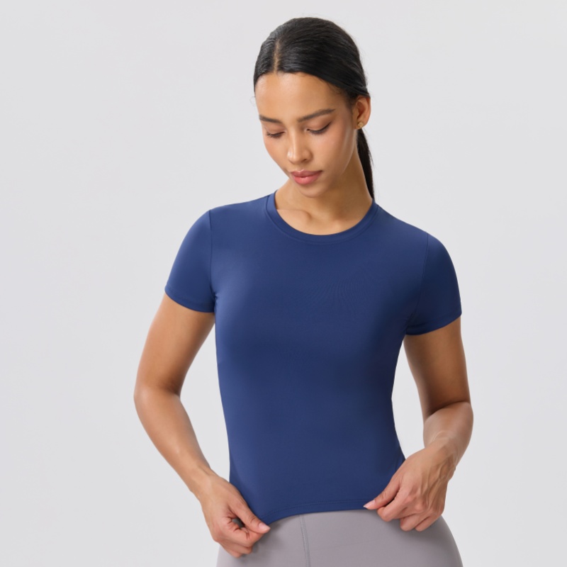 เสื้อยืดโยคะสีพื้นทรงเข้ารูปสำ - Yoga Fitness Training บทวิจารณ์และราคา