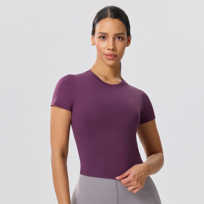 เสื้อยืดโยคะสีพื้นทรงเข้ารูปสำ - Yoga Fitness Training บทวิจารณ์และราคา