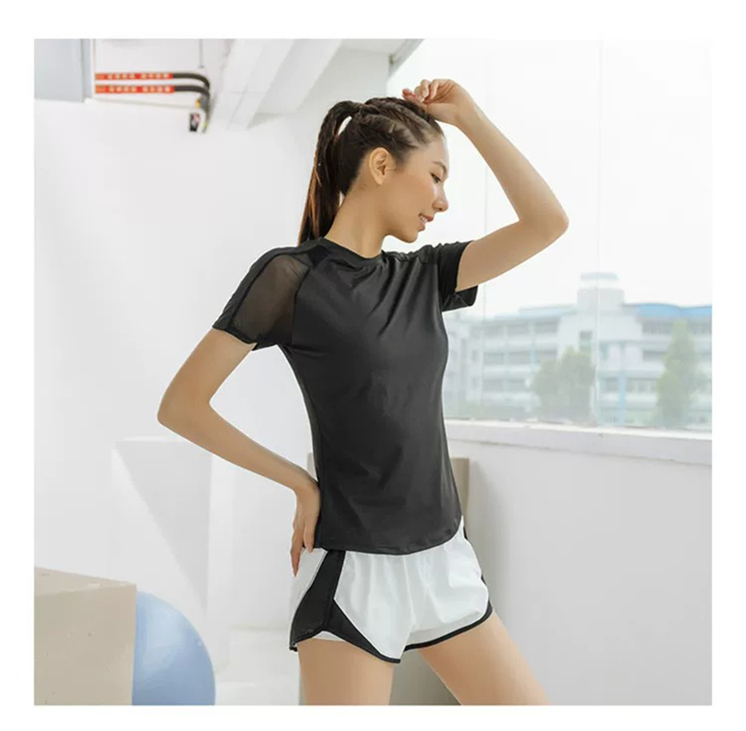 เสื้อยืดออกกำลังกายผู้หญิงแขนส - Yoga Fitness Training บทวิจารณ์และราคา