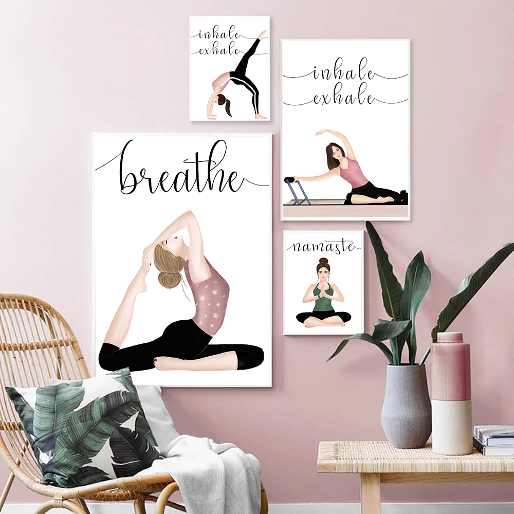 Inhale Exhale Quote โยคะโปสเตอ - Yoga Fitness Quotes บทวิจารณ์และราคา