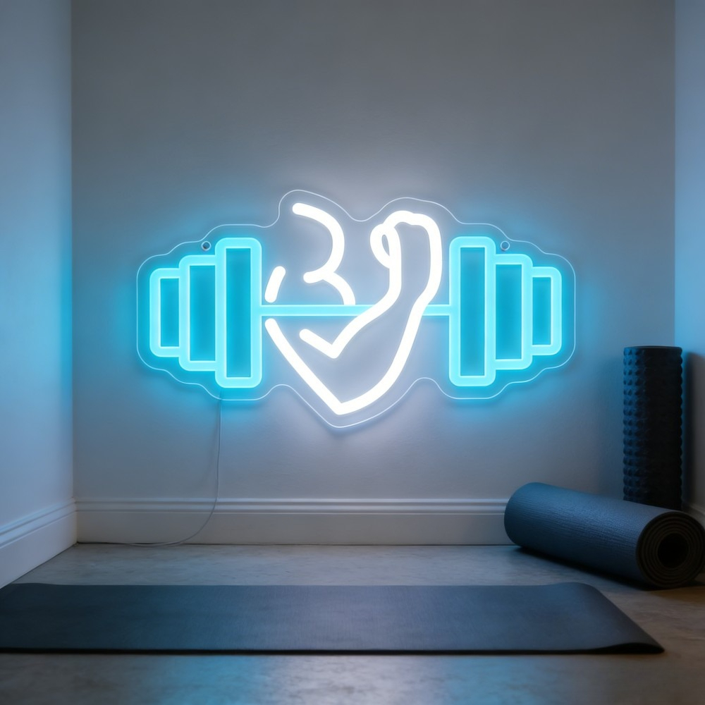 ป้ายไฟนีออนรูปดัมเบลบicep สำหร - Yoga Fitness Quotes บทวิจารณ์และราคา