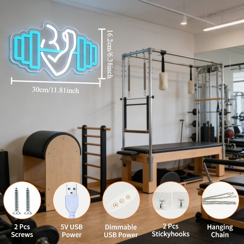 ป้ายไฟนีออนรูปดัมเบลบicep สำหร - Yoga Fitness Quotes บทวิจารณ์และราคา