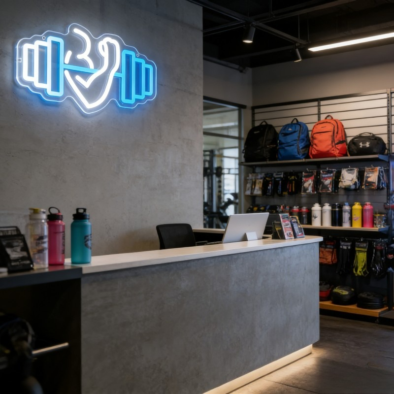 ป้ายไฟนีออนรูปดัมเบลบicep สำหร - Yoga Fitness Quotes บทวิจารณ์และราคา