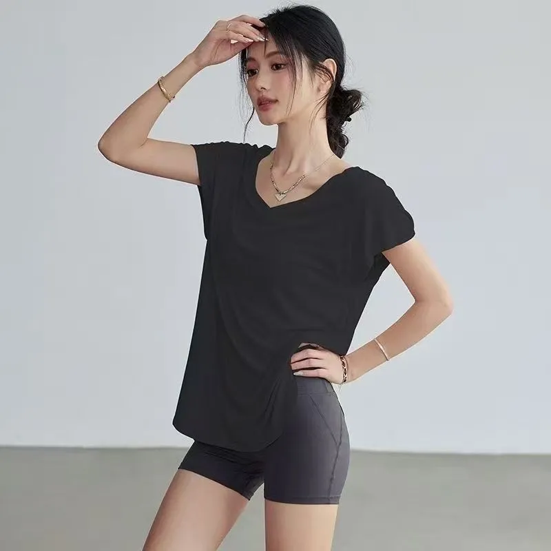 เสื้อยืดโยคะคอกลมแขนสั้นสำหรับ - Yoga Fitness Training บทวิจารณ์และราคา