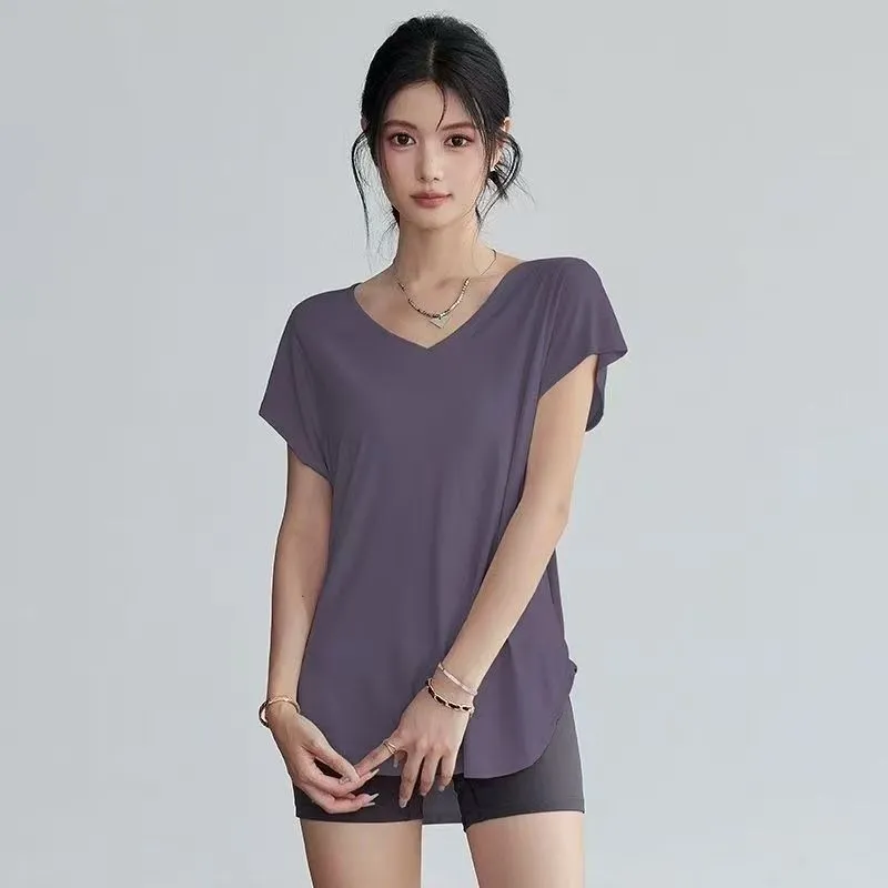 เสื้อยืดโยคะคอกลมแขนสั้นสำหรับ - Yoga Fitness Training บทวิจารณ์และราคา